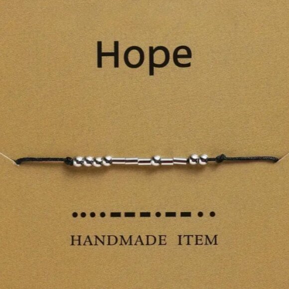 "HOPE" Silver Morse Code Bracelets - Adjustable String, Inspirational - Picture 1 of 2